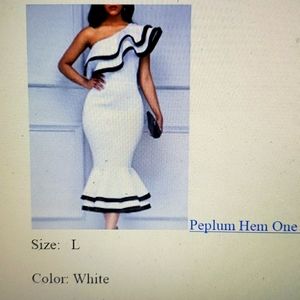 Peplum double-hem one-shouldered dress, NWOT